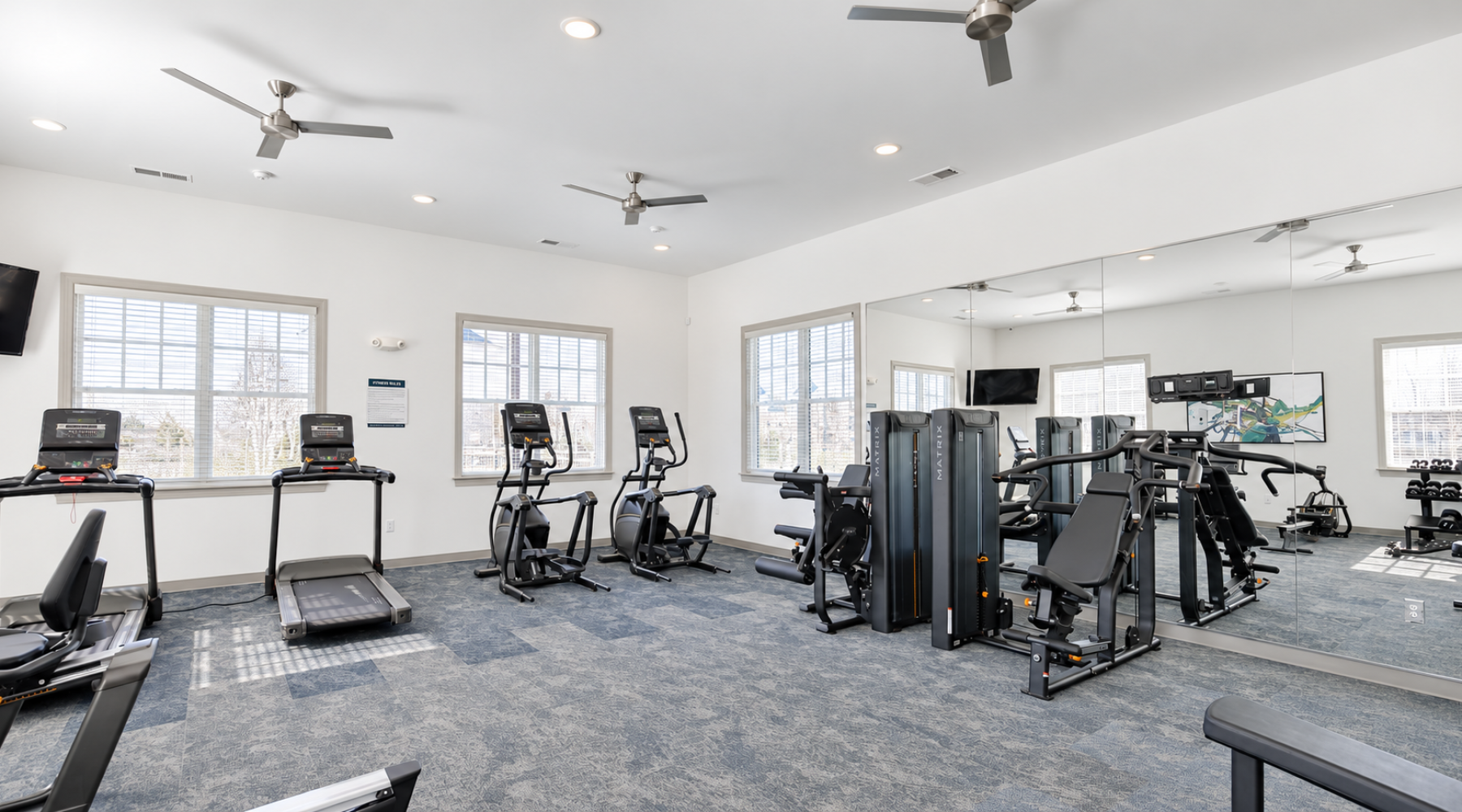 Gym with workout equipment