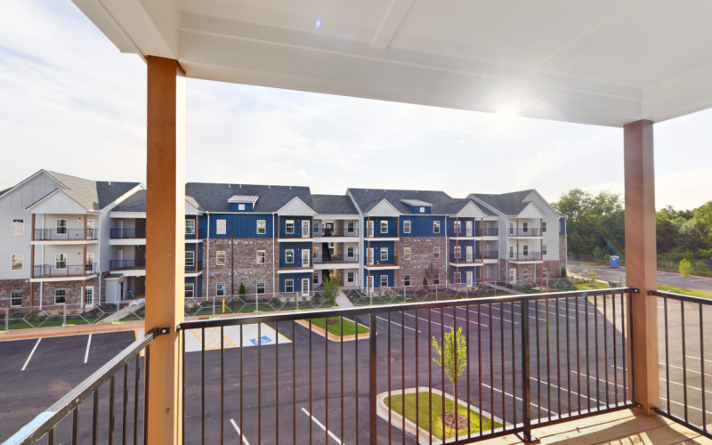 Balcony with view of apartment building