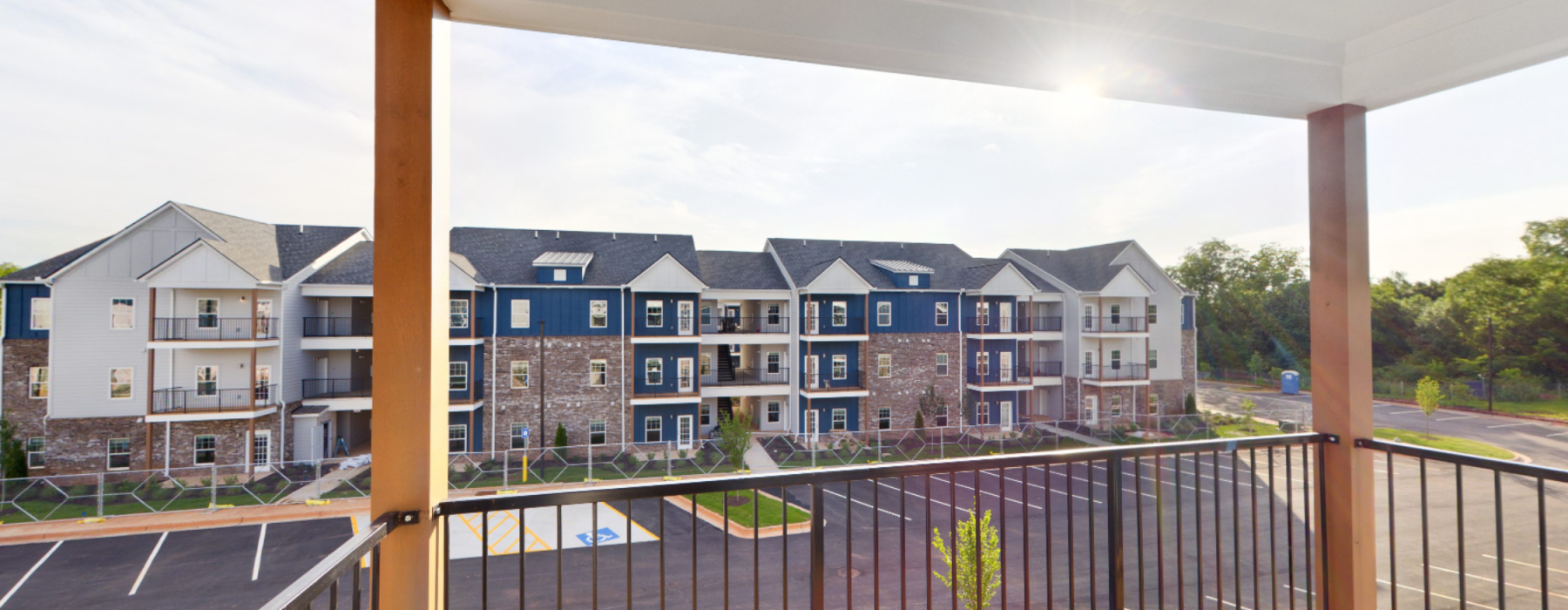 Balcony with view of apartment building